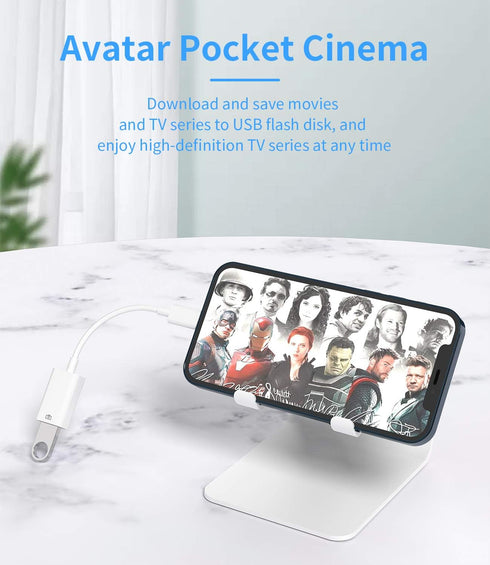 Lightning Male to USB Female Adapter OTG Data Sync Cable Compatible with Iphone13 11 12pro Max Mini XR X XS 8 7 SE Plus for Ipad Air,Camera,3.0 Mo...