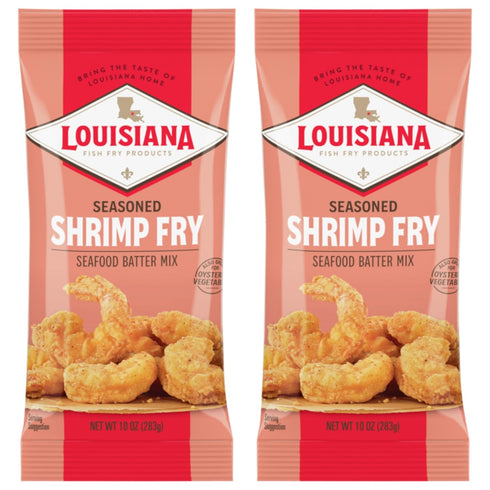 Louisiana Fish Fry Products - Seasoned Crispy Shrimp Fry Seafood Batter Mix - Also Great on Oysters and Vegetables, 10 Ounce Bag (Pack of 2)...
