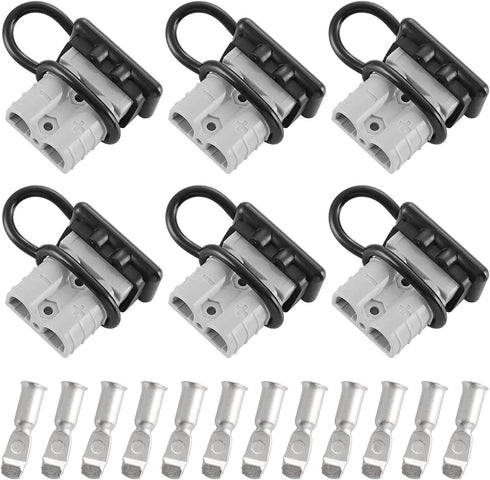 6 Pcs 50 Amp 8 Gauge Battery Quick Connector, Jumper Cable Plug Connect/Disconnect for Recovery Winch, Towing Systems(Grey)...