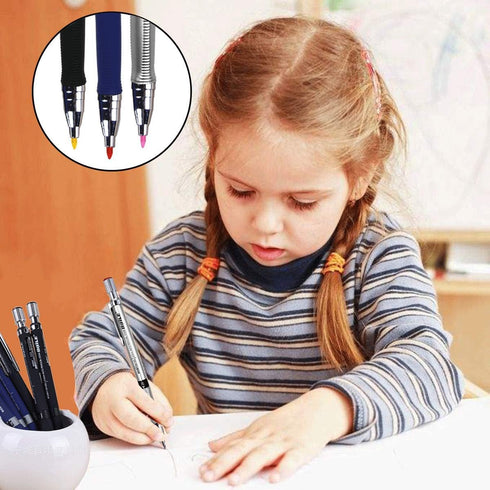 JYsun 6pcs 2mm Mechanical Pencils with 4 Cases Color Lead Refills and 2 Cases Black Refills for Art Sketching Carpenter Draft Drawing Writing Craf...