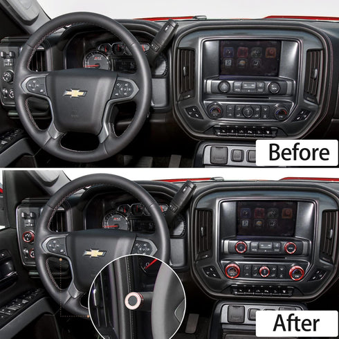 Radio Fan Climate Auto Menu Knob Control Button Trim Center Console Knob Cover Decor Fit for 2014-2018 Chevy Silverado & GMC Sierra Accessories 8p...