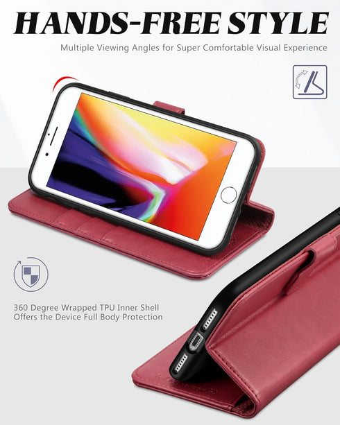 TUCCH Wallet Case for iPhone 8 Plus/iPhone 7 Plus, Magnetic Closure Card Slots Money Pouch, Stand PU Leather Purse Cover Flip Book [TPU Interior C...