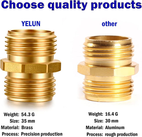 Garden Hose Fittings Connectors Adapter Solid Brass Repair male to male double male faucet leader coupler dual water hose connector(3/4" GHT Doubl...