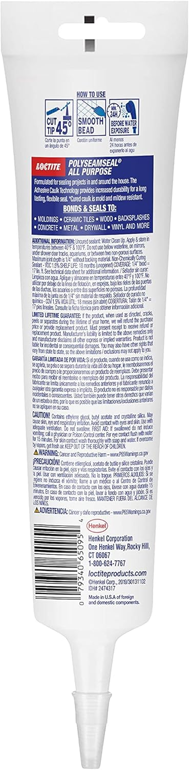 Polyseamseal 2139006 5.5 Oz White All Purpose Adhesive Caulk...