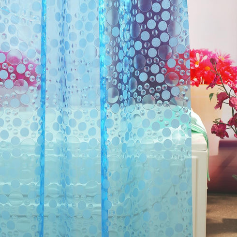 Ga-Geetopia EVA Blue Thin Shower Curtain Liner, Pebble Pattern 72x72 Inch Lightweight Plastic Bathroom Shower Showroom Inner Curtain with Rustproo...