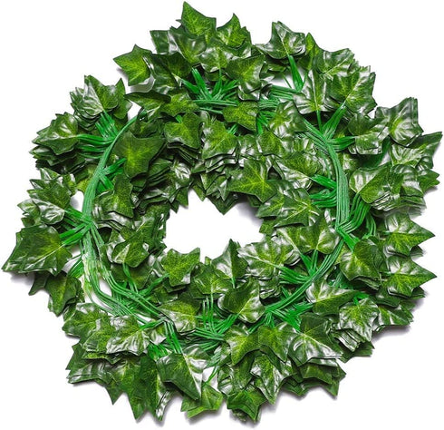 GPARK 84ft 12 Pack / 82 inch, Artificial Ivy Garland Fake Leaf Plants Vine, Hanging Leaves Garlands for Wedding Party Garden Kitchen Outdoor Green...