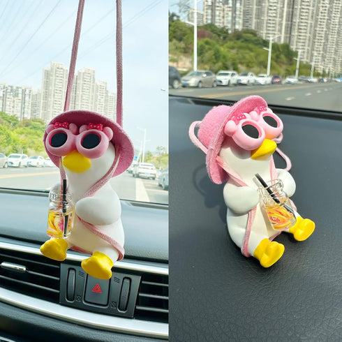 2Pcs Swing Duck Car Hanging Ornament Cute Swing Duck Car Pendant Swing Duck Car Decoration Rearview Mirror Accessories (Style D)...