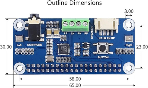 WM8960 Hi-Fi Sound Card HAT for Raspberry Pi 4B/3B+/3B/2B/B+/A+/Zero/Zero W/Pi Zero WH, Stereo CODEC, Play/Record...