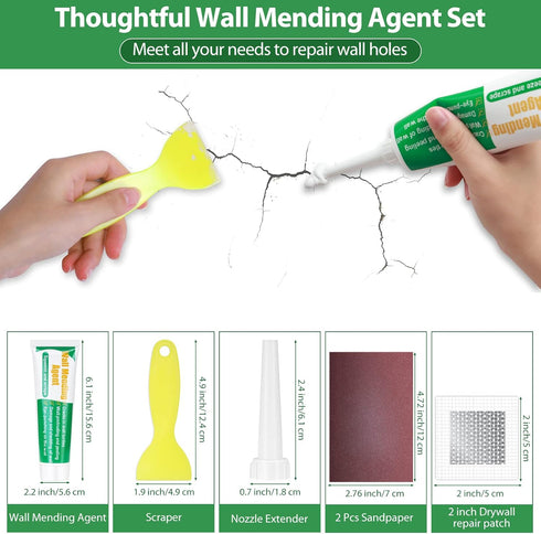 Drywall Repair Kit, Mckanti Drywall Hole Patch Kit Spackle Putty Wall Repair Large Hole Patch Kit, Wall Mending Agent with Scraper Easy to Fill Th...