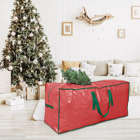 Christmas Tree Bag 7.5 ft Christmas Tree Storage Bag Waterproof Christmas Tree Storage Box Plastic Hard Christmas Tree Bag Heavy Duty (Red)...