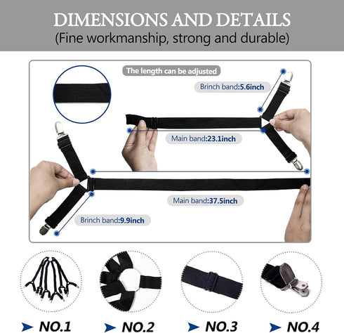 TGOOD Gift for Mum!Sheet Fasteners keepers-Adjustable Elastic Bed Sheet Holder Straps for Full,Queen,King Twin Bed,6 Way Cross Sheet Clips Suspend...