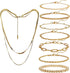 Gold Chain Bracelets Set 14K Gold Plated Bracelet Stack Link Chain Bracelets Trendy Gold Stackable Cuff Bracelets for Women...