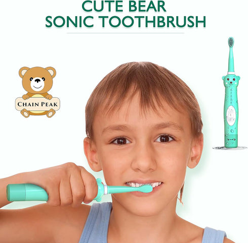 Kids Sonic Electric Toothbrush, Rechargeable Smart Toothbrush for Children Toothbrush for Toddlers Age 3-12 with 30s Reminder, 2 Mins Timer, 6 Mod...