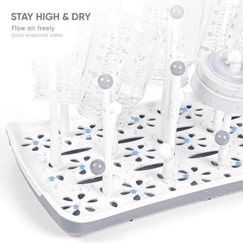 Baby Bottle Drying Rack with Tray, Termichy High Capacity Bottle Dryer Holder for Bottles, Teats, Cups, Pump Parts and Accessories, Gray...
