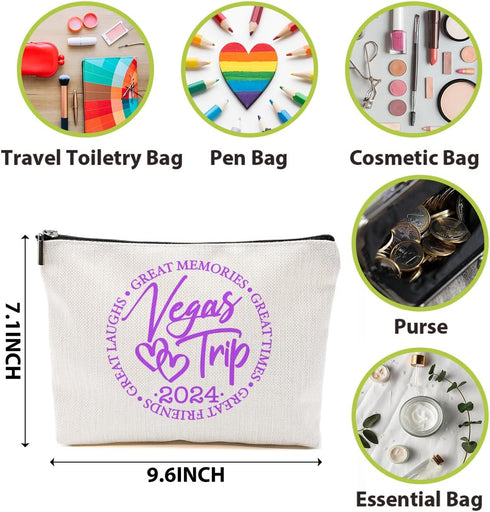 4 Pcs Girls Trip Gifts Favors, Girls Weekend Gifts Makeup Bag, Vegas Gifts Weekend Bag Summer Vacation Cosmetic Bag, Friendship Gifts for Women Fr...