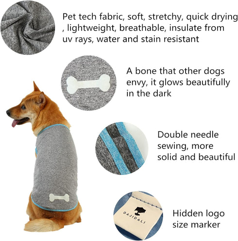 Dog and Cat Shirt in Tech Fabric with Luminous Print, Pet Clothes for Large, Medium, and Small Dogs, 2-Pack of Lightweight Functional t-Shirts...