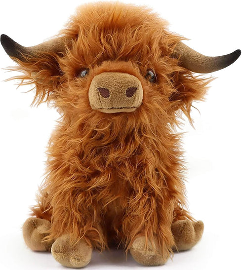 Scottish Highland Cow Plush, Cute Realistic Cow Stuffed Animals Soft Farm Plushie Toy, Highland Cow Accompany Plush Toy Birthday Gifts for Kids Ad...
