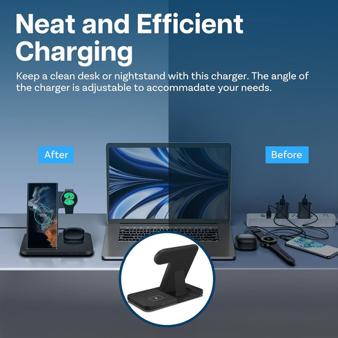 MMOBIEL Wireless Charging Station for Samsung – 3 in 1 Wireless Charger Stand for MagSafe Samsung Galaxy S24 / S23 / S22 Series, Galaxy Watch 6/5 ...