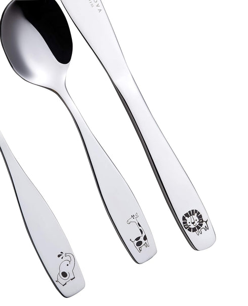 ANNOVA Kids Silverware 6 Pieces Children's Safe Flatware Set Stainless Steel - 2 x Safe Fork, 2 x Dinner Knife, 2 x Dinner Spoon, Toddler Utensils...