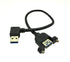 Panel- Mount USB 3.0 Extension Cable, Haokiang 1 ft/30cm 90 Degree Right Angle USB 3.0 Type A Male to Type A Female with Screw Hole Panel Mount Ad...