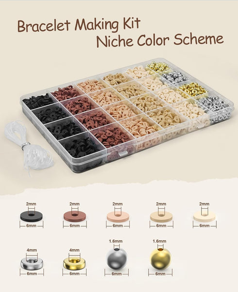 ClaBead Bracelet Making Kit 3200Pcs, Clay Beads Bracelet Kit with Gold Beads and Sliver Beads, Swift Friendship Beads Bracelet Kit for Jewelry Mak...