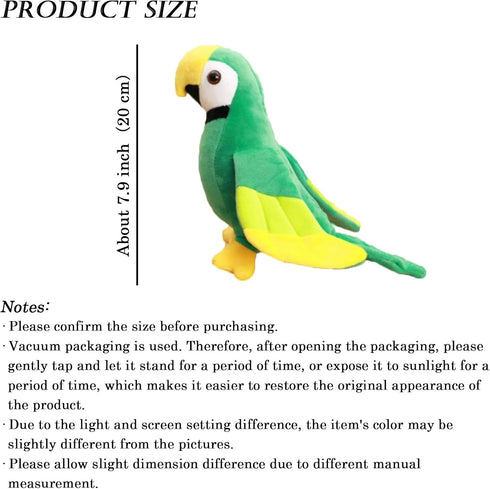 7.9" Parrot Stuffed Animal Plush Cute Small Bird Toy Gifts for Girls Boys, Green...