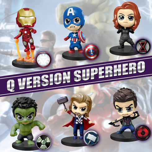 6 Pcs Superhero Anime Movie Adventures Action Figures Set,Super Hero Toys,Hero Cake Toppers Collectibles with Bases for Boys & Girls' Birthday Par...