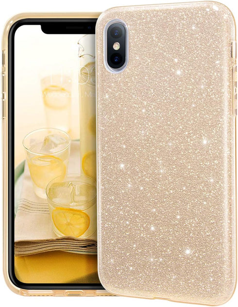 MATEPROX Compatible with iPhone Xs Max Case Glitter Slim Shiny Sparkle Crystal Bling Cover Cute Girls Case (Gold)...