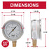 Winters 2-1/2" Dial Size, Liquid Filled Industrial Pressure Gauge, Brass Internals, 304 Stainless Steel Case, Single Scale 0-60 psi, 1.5% Acc, 1/4...