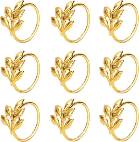 KPOSIYA Set of 20 Leaf Napkin Rings Metal Gold Napkin Holder Table Napkin Rings for Dinning Table Parties Everyday (Ye Zi-Gold 20)...