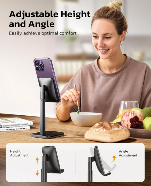 Nulaxy Phone Stand, Height Angle Adjustable Cell Phone Stand, Phone Holder for Desk Compatible with Phone 16 15 14 13 12 Mini 11 Pro Xs Max Xr X 8...