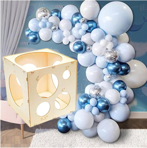 9 Holes Assemblable Wood Balloon Sizer Cube DIY Cube Tool Measurement Box for Party, Birthday, Wedding Decorations...