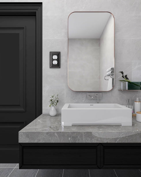 DEWENWILS 4-Pack Metal Wall Plates, Electrical Outlet Cover Plates, Aged Bronze for Home Decor...