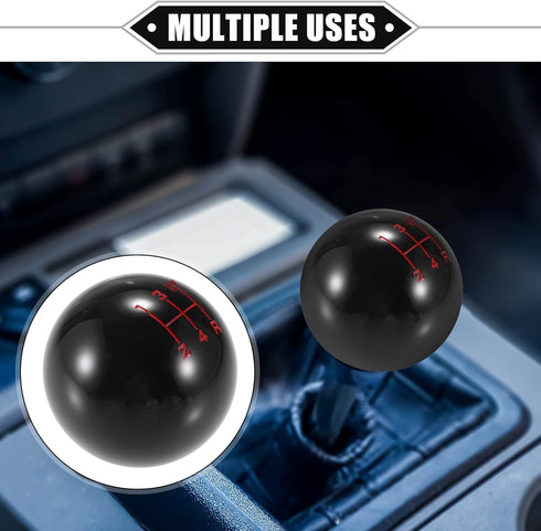 Car Manual 4 Speed Ball Gear Shift Knob Kit, Round Short Throw Shifter Universal for Manual Transmission Vehicles Durable Acrylic Black with Adapt...