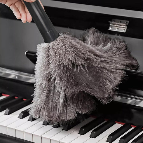 Retractable Feather Duster-Genuine Ostrich Feathers,Anti-Static,Reusable Eco-Friendly Handheld Cleaning for Keyboard,Home,Car,Office(10 to 15 Inch...