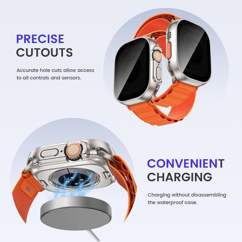 Goton 2 in 1 Privacy Waterproof Case for Apple Watch Ultra/Ultra 2 Screen Protector 49mm, Front Anti Spy Tempered Glass Face Cover + Back Bumper f...