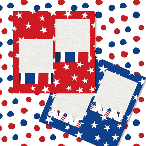 Whaline 60 Sheets Patriotic Pattern Paper Star Stripe Fireworks Scrapbook Specialty Paper 4th of July Double Sided Craft Paper For Independence Da...