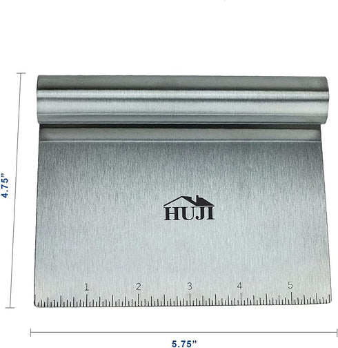 HUJI Stainless Steel Multi-Purpose Scrapper/Chopper With Ergonomic Handle (1 Pack, 5.75" X 4.75")...