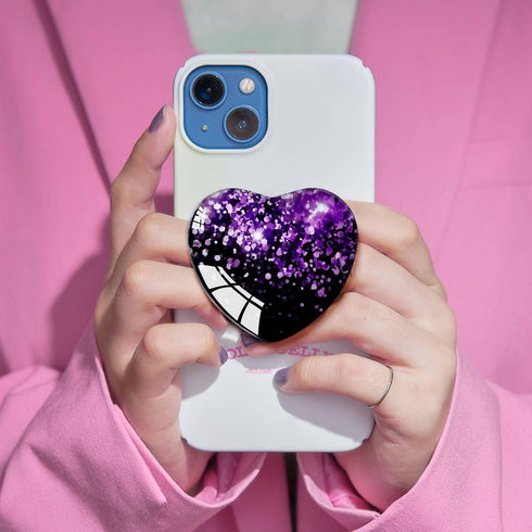 Expandiing Moblile Cell Phone Grip Heart Shape Glass Holder for Smartphones, Cellphone Collapsible Stand? Black Purple...