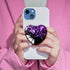 Expandiing Moblile Cell Phone Grip Heart Shape Glass Holder for Smartphones, Cellphone Collapsible Stand? Black Purple...