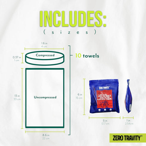 Disposable Towels for Travel - Ultra Soft, High Hygiene, Portable, Reusable & Durable Compressed Face Towel, Handy Pack, 10pcs - Camping Personal ...