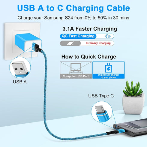 Fast Charger Cable USB C 3 Pack 3ft Compatible for Motorola Razr 2024 Edge Razr+, Moto G Stylus 5G 2024,G Power,G 5G,G Play 2023 2022,50 Ultra,One...