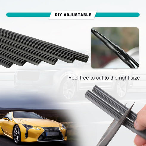 4 Pieces DIY Adjustable Windshield Wiper Blades Rubber, Frameless Insert Silicone Strips Windshield Wiper Baldes Strip, Universal for Most Vehicle...
