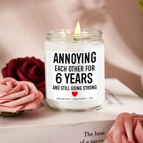 6 Years Candle, Iron Anniversary, Gifts for Him, Her, 6 Year Anniversary, Gifts for Men, Wife, Husband, Women, 6th Wedding Anniversary, Gifts for ...