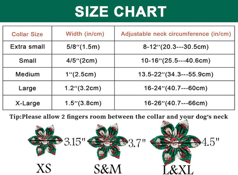 ARING PET Christmas Dog Collar-Green Santa Claus Dog Collar with Flower, Adjustable Cotton Christmas Pet Collars Girl Puppy Collars...