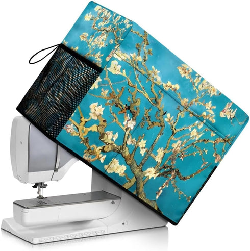 Almond Blossom Pattern Sewing Machine Polyester Cover Dustproof and Foldable Cover for Most Standard Singer and Brother Sewing Machine...