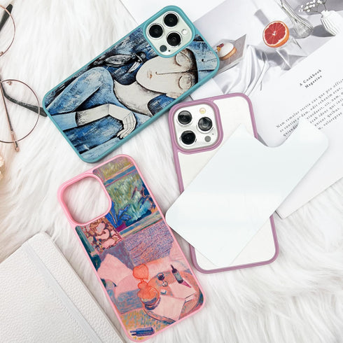 JUSTRY 5 Sets Sublimation Blanks Phone Case Bulk Covers Compatible with iPhone 14, 6.1-Inch, 2 in 1 2D DIY Clear Case Soft Rubber Cover+Inserts Ma...
