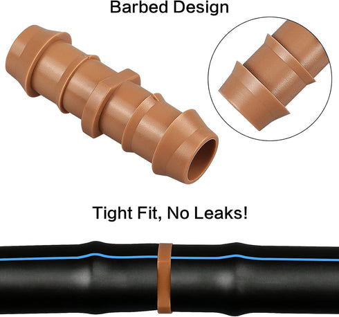 Drip Irrigation Fittings Kit for 1/2 inch Tube (0.600”ID), 24 Pieces Drip Irrigation Parts Set - 6 Tees, 6 Couplings, 6 Elbows, 6 End Caps, Drip L...