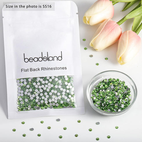 Beadsland 1440pcs Flat Back Crystal Rhinestones Round Gems for Nail Art and Craft Glue Fix,Light Green,SS16,3.8-4.0mm...