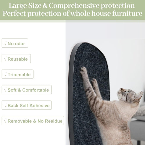 Cat Scratch Mat,Trimmable Self-Adhesive Cat Scratch Furniture Protector Cat Scratching Post Carpet Covered 78.7"x15.8" Cat Couch Protector from Ca...
